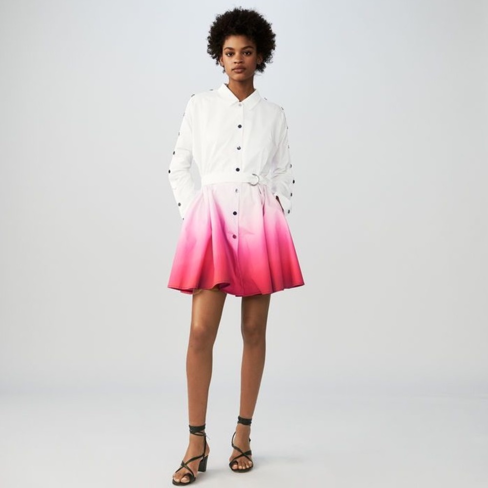 Maje Pink Renalio Belted Dip-dyed Shirt Dress A4B